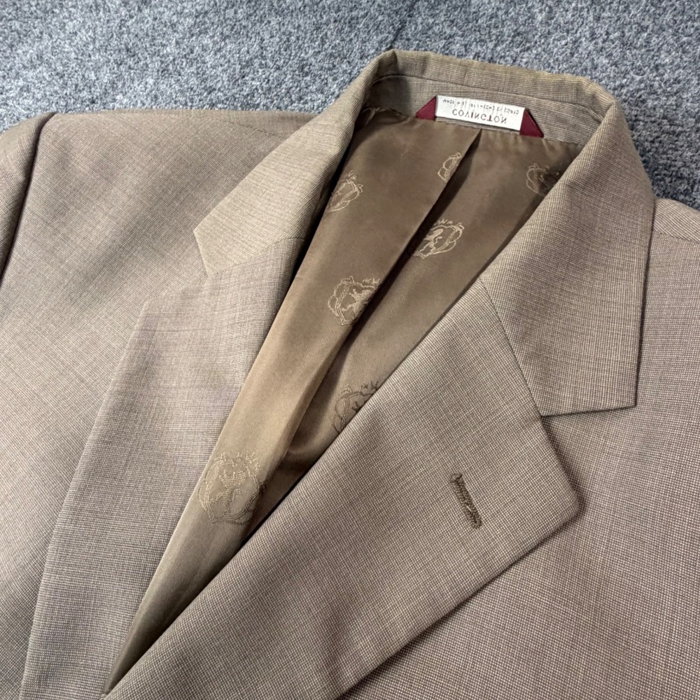 Covington Mens Size 42R Tan Brown Two Button Blazer Jacket Professional Formal